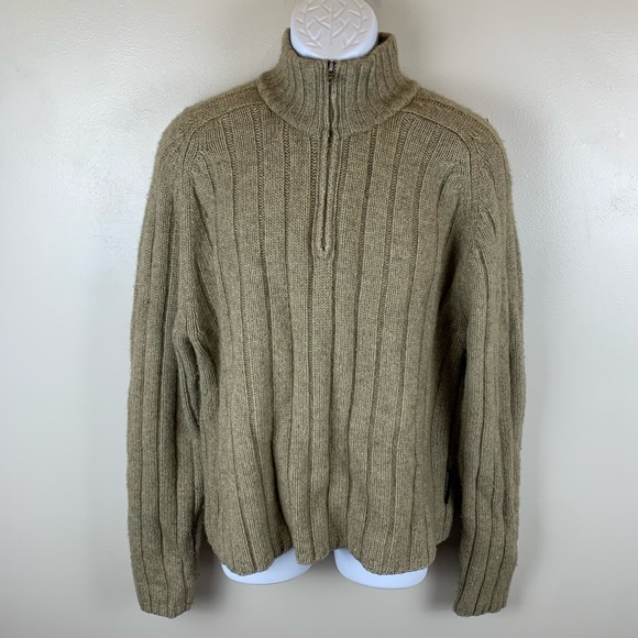 Abercrombie & Fitch Quarter‎ Zip Lambs Wool Blend Sweater Size X-Large XL Beige - Picture 1 of 13